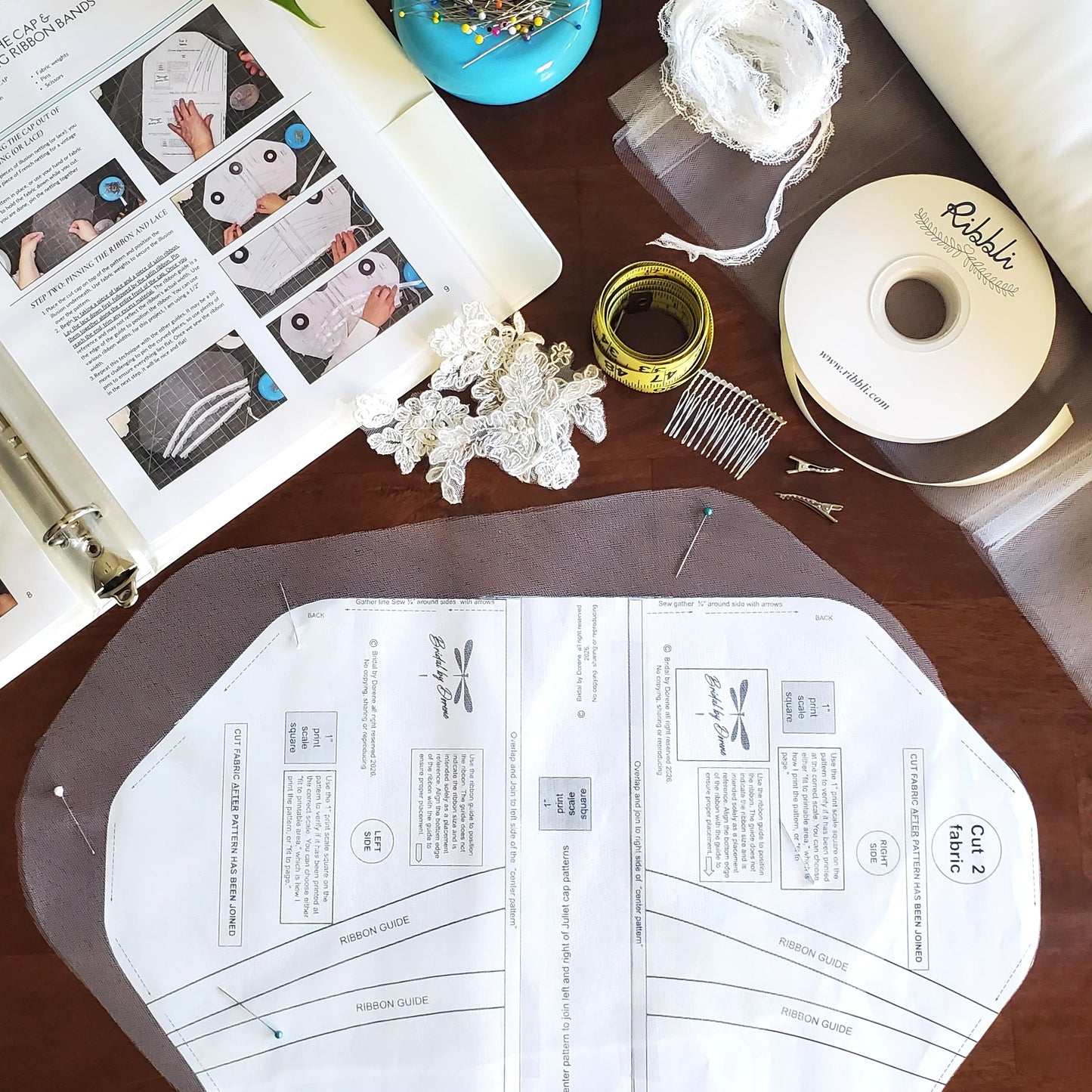 The Fitted Juliet Cap Veil Pattern Pieces and Pattern Guide